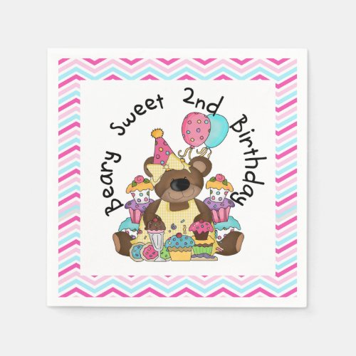 Beary Sweet 2nd Birthday Paper Napkins