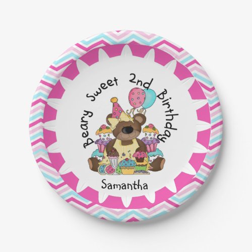 Beary Sweet 2nd Birthday Paper Plates