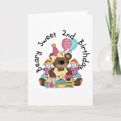Beary Sweet 2nd Birthday T_shirts and Gifts Card