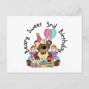 Beary Sweet 3rd Birthday Tshirts and Gifts Postcard