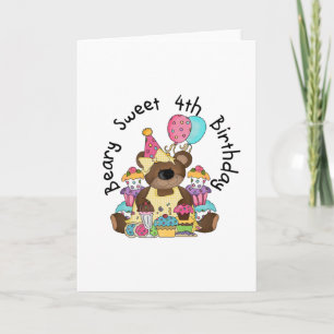 Beary Sweet 4th Birthday Card