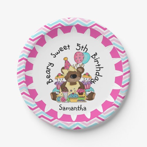 Beary Sweet 5th Birthday Paper Plates