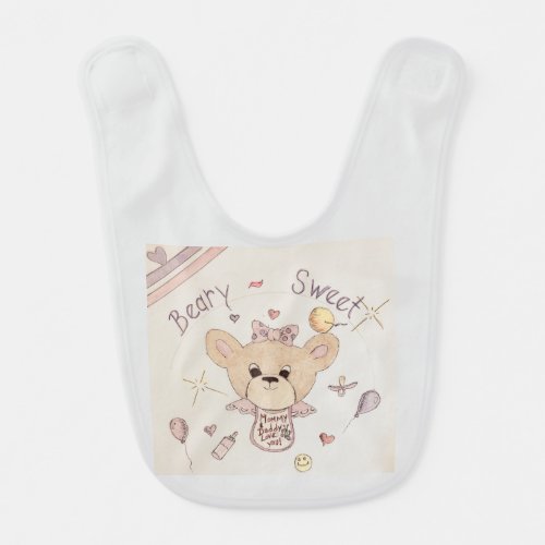 BEARY SWEET baby girl bib