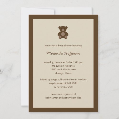 Beary Sweet Baby Shower Invitation Neutral Gender