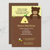 Beary Sweet Bear & Bee Baby Shower Invitation (Front/Back)