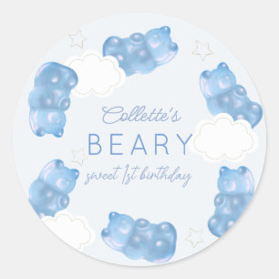 Beary Sweet Blue Gummy Bear Boy Birthday Classic Round Sticker