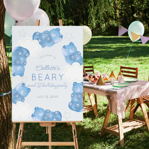 Beary Sweet Blue Gummy Bear Boy Birthday Welcome Foam Board