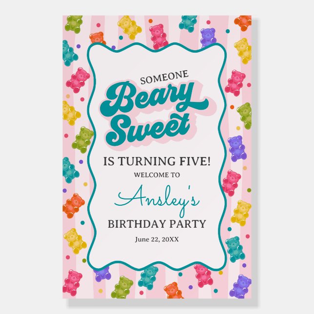 Beary Sweet Candy Gummy Bear Birthday Welcome Foam Board (Front)