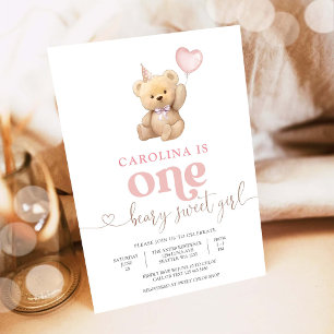 Beary Sweet First Birthday Invitation