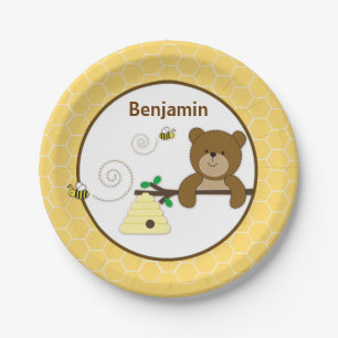 Beary Sweet Honey Bear & Bumble Bee Birthday Paper Plates