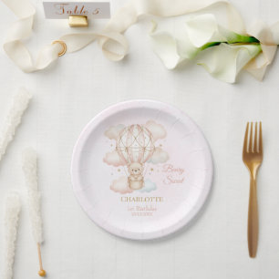 Beary Sweet Hot Air Balloon 1st Birthday Paper Plates