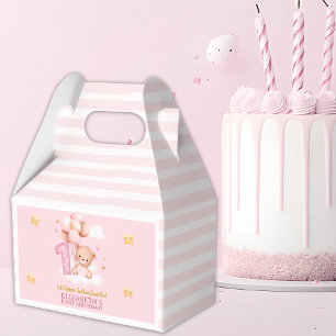Beary Sweet One Birthday Pink Boho Bear Favor Boxes
