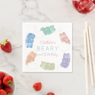 Beary Sweet Pastel Gummy Bear Birthday Napkins