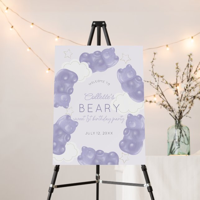 Beary Sweet Purple Gummy Bear Birthday Foam Board (In Situ (Stand))