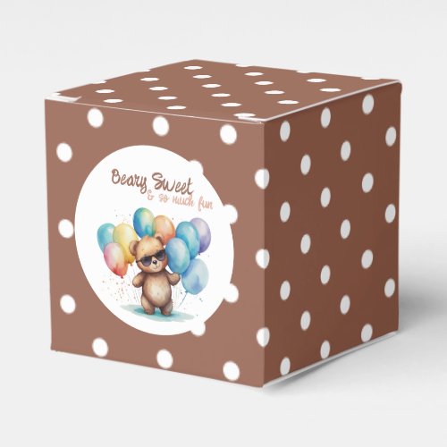 Beary Sweet Teddy bear wearing glasses and balloon Favor Boxes