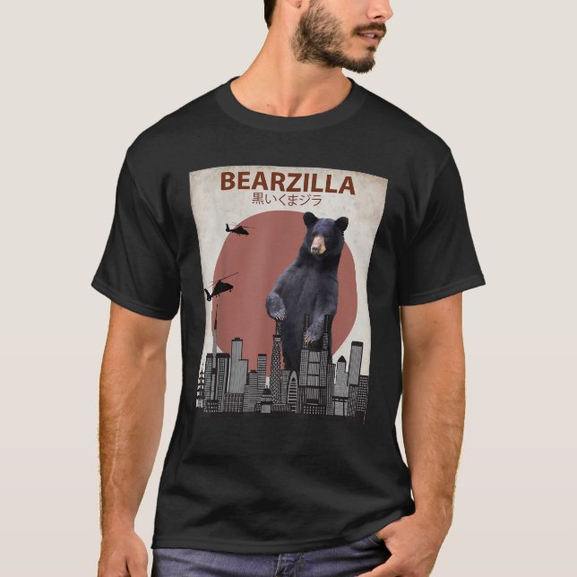 Bearzilla Funny Black Bear For American Bear Lover T-Shirt (Front)