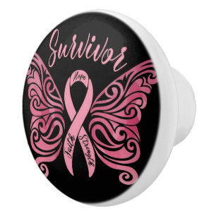 Beast Cancer Survivor Ceramic Knob