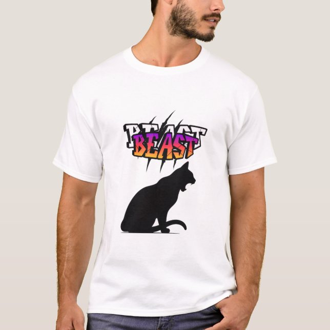 BEAST Cat – Bold Attitude in a Silent Shadow" T-Shirt (Front)