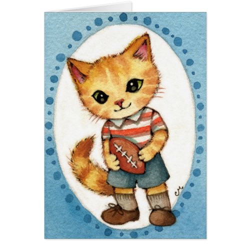 Beast - Cute 1950s retro football cat art Cards