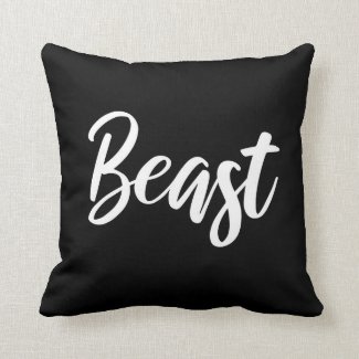 Beast for Him - Mens black and white bedding, bed Throw Pillow