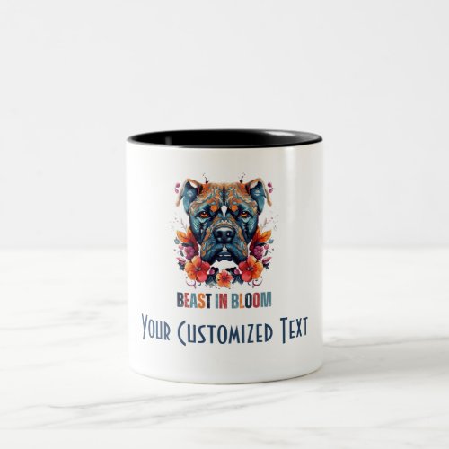 Beast in Bloom _ Cane Corso with a Feminine Touch Two_Tone Coffee Mug