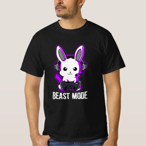 Beast mode cute bunny gamer gift T_Shirt
