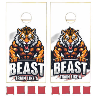 Beast Mode On – Fitness Workout T-Shirt Design Cornhole Set