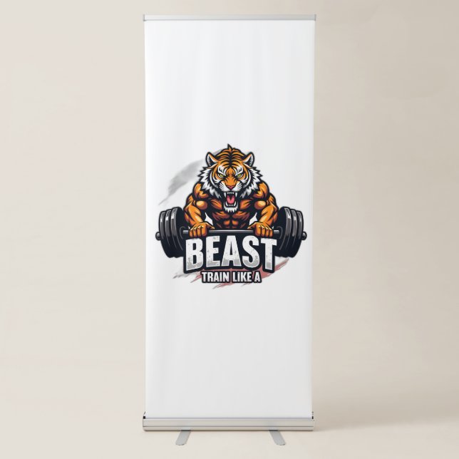 Beast Mode On – Fitness Workout T-Shirt Design Retractable Banner (Front)