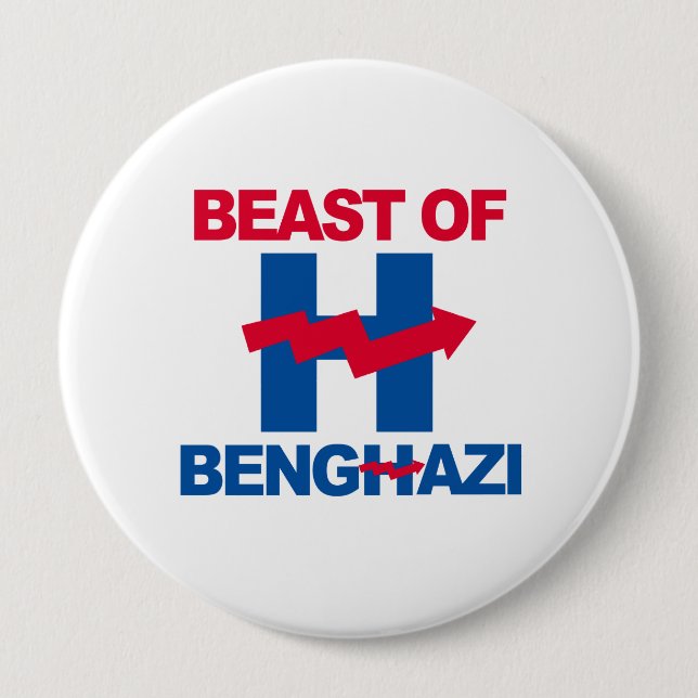 BEAST OF BENGHAZI - - Anti-Hillary - Pinback Button (Front)