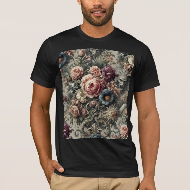 Beast of the Interstice – Gothic Floral Design T-Shirt (Front)