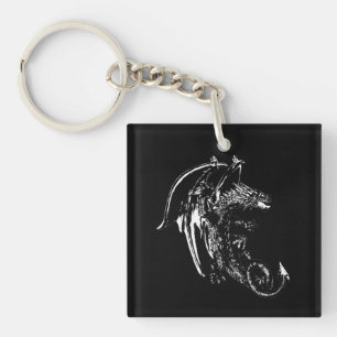 Beast of the Night Dragon Mystical Creature Design Keychain