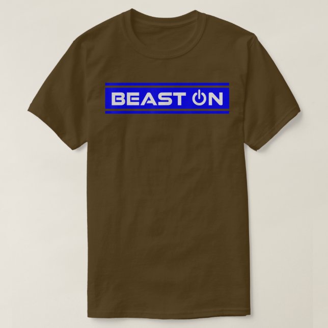 Beast ON Blue Gym Fitness Workout Gym Saying Motiv T-Shirt (Design Front)