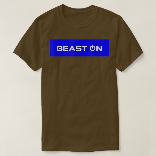 Beast On  Blue Rectangle  Gym Motivation Fitness S T-Shirt (Design Front)