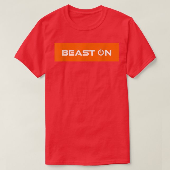 Beast On Orange Rectangle Gym Motivation Fitness S T-Shirt (Design Front)