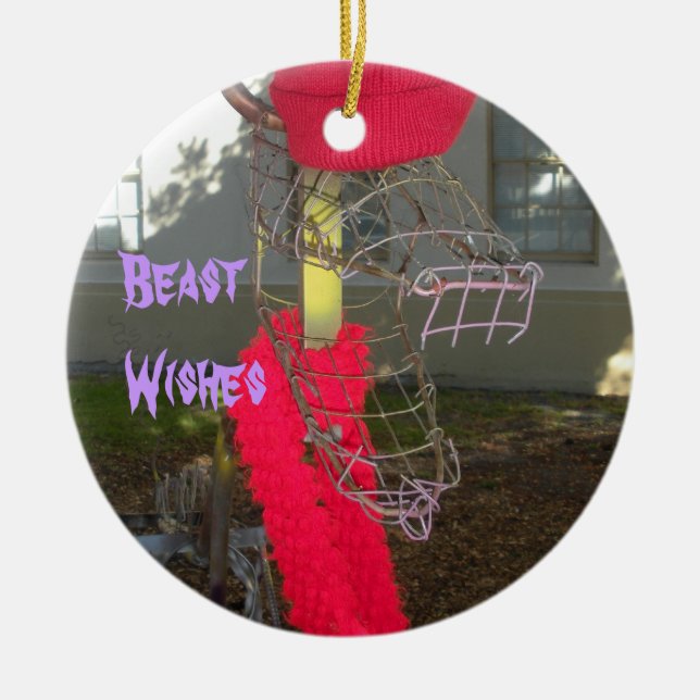 Beast, Penguin, Holiday pendant Ceramic Ornament (Front)