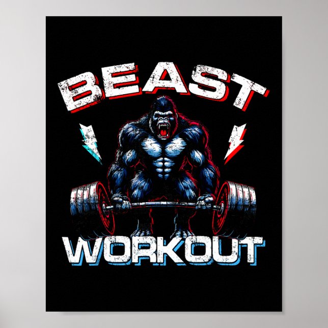 Beast Silverback Deadlift Gym Jokes Gorilla Workou Poster (Front)