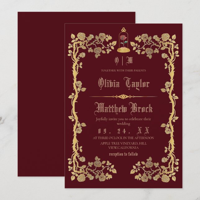 Beast & the Beauty Fairytale Wedding  Invitation (Front/Back)