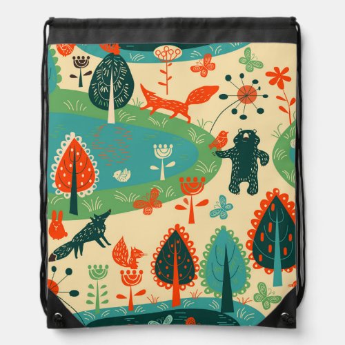 Beasts Background Abstract Vintage Concept Drawstring Bag