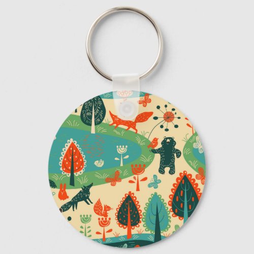Beasts Background Abstract Vintage Concept Keychain