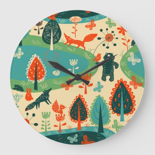 Beasts Background Abstract Vintage Concept Large Clock