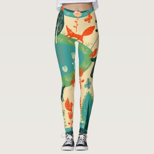 Beasts Background Abstract Vintage Concept Leggings