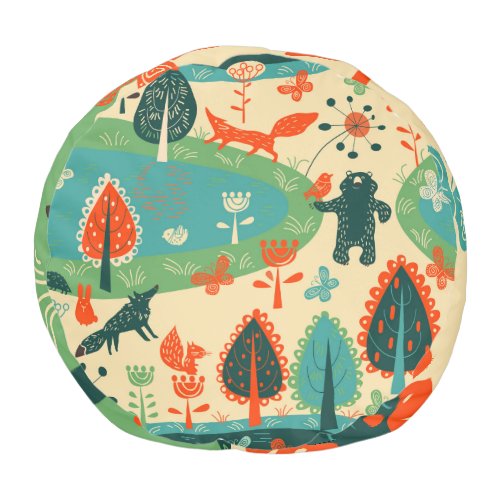 Beasts Background Abstract Vintage Concept Pouf