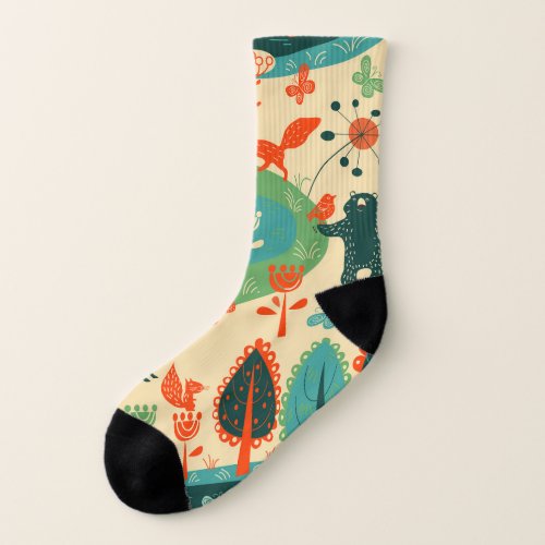 Beasts Background Abstract Vintage Concept Socks