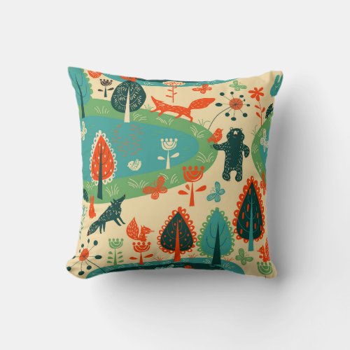 Beasts Background Abstract Vintage Concept Throw Pillow