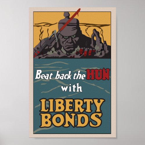 Beat Back the Hun WW1 Propaganda Poster