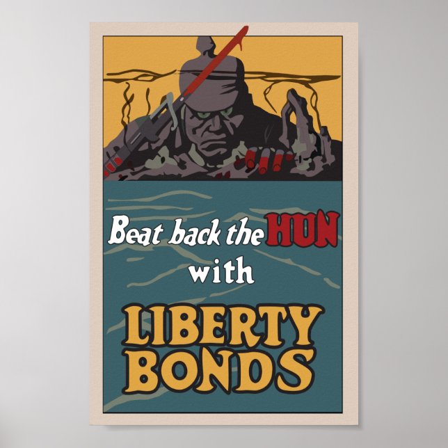 Beat Back the Hun WW1 Propaganda Poster (Front)