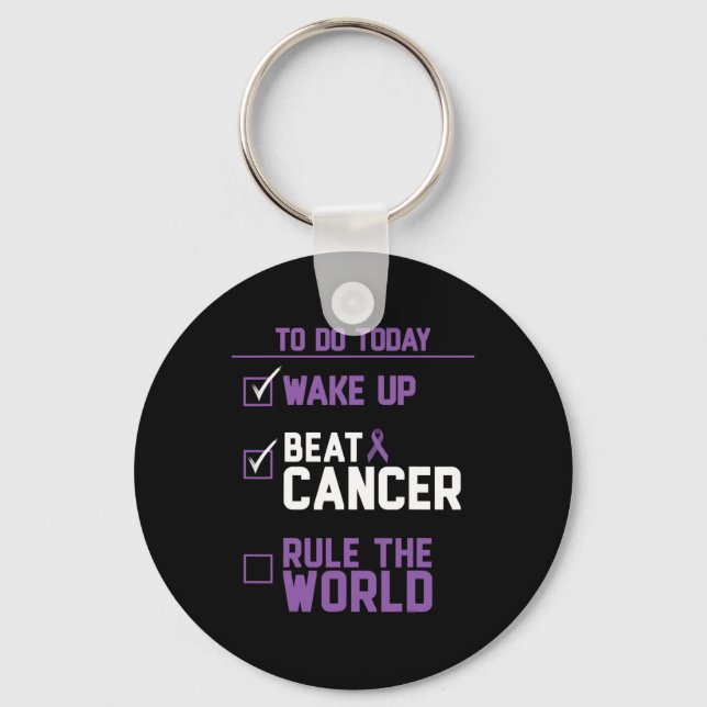 Beat Cancer Rule the World  Keychain (Front)