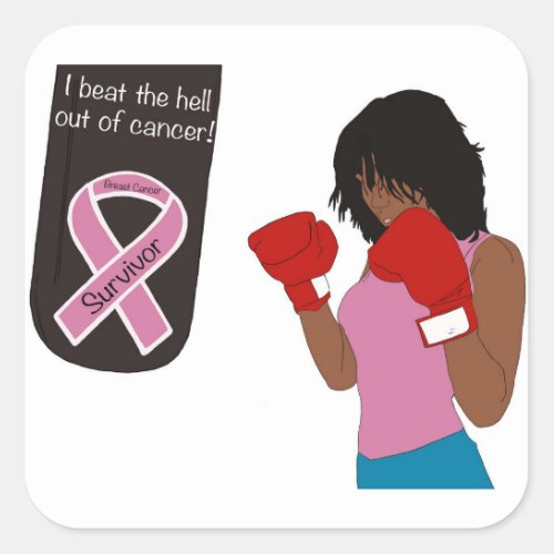Beat cancer square sticker