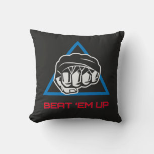 Beat Em Up Fighter Martial Arts Gaming Design Throw Pillow