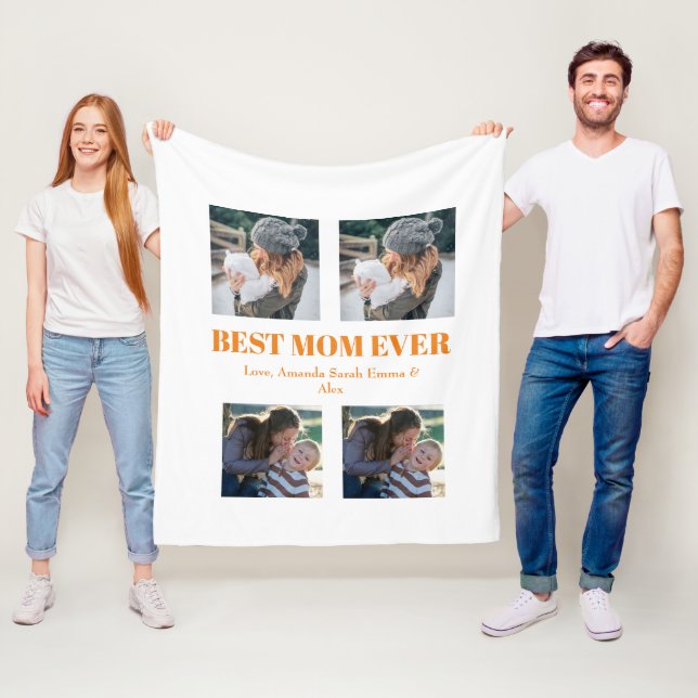 Beat Mom Ever Custom 4 photo Collage    Fleece Blanket (In Situ)